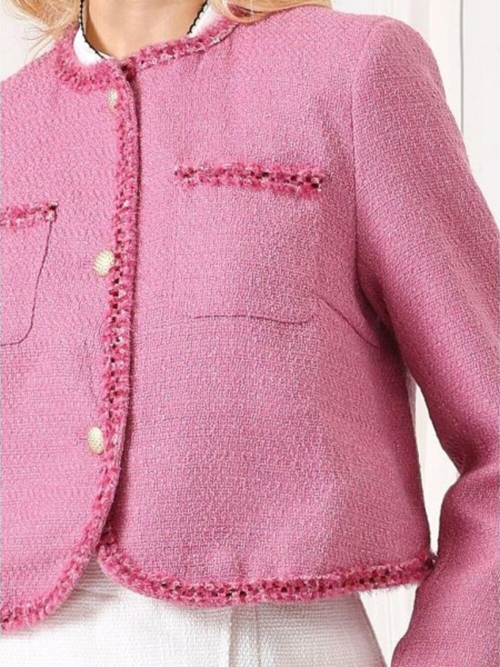Hobemty Pink Cropped Blazer xxl/2xl
